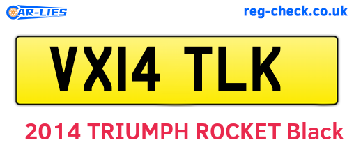 VX14TLK are the vehicle registration plates.