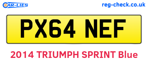PX64NEF are the vehicle registration plates.