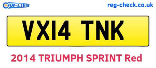 VX14TNK are the vehicle registration plates.