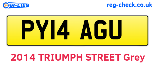 PY14AGU are the vehicle registration plates.