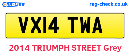VX14TWA are the vehicle registration plates.