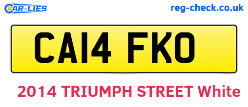 CA14FKO are the vehicle registration plates.