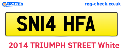 SN14HFA are the vehicle registration plates.
