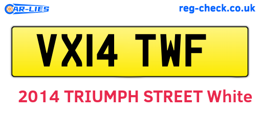 VX14TWF are the vehicle registration plates.