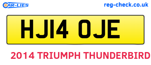 HJ14OJE are the vehicle registration plates.