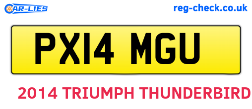 PX14MGU are the vehicle registration plates.