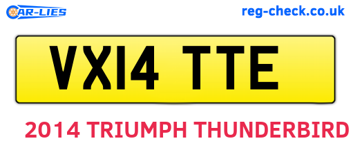 VX14TTE are the vehicle registration plates.