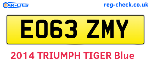 EO63ZMY are the vehicle registration plates.