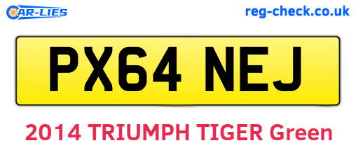 PX64NEJ are the vehicle registration plates.