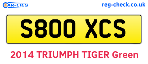 S800XCS are the vehicle registration plates.