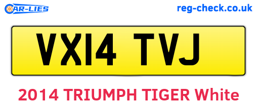VX14TVJ are the vehicle registration plates.