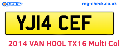 YJ14CEF are the vehicle registration plates.