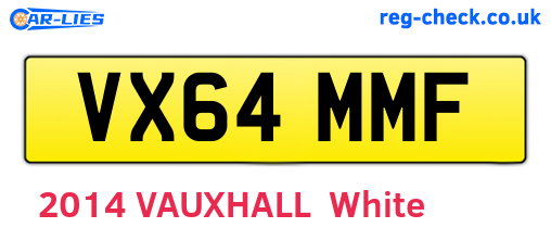 VX64MMF are the vehicle registration plates.
