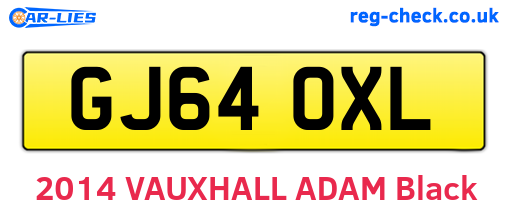 GJ64OXL are the vehicle registration plates.