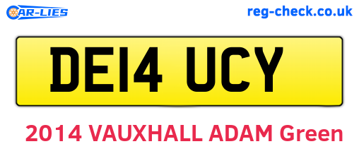 DE14UCY are the vehicle registration plates.