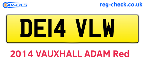 DE14VLW are the vehicle registration plates.