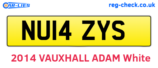 NU14ZYS are the vehicle registration plates.