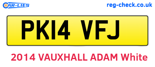 PK14VFJ are the vehicle registration plates.