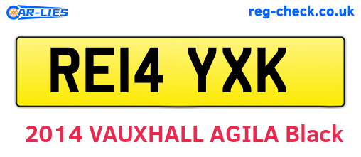 RE14YXK are the vehicle registration plates.