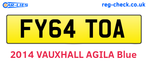 FY64TOA are the vehicle registration plates.