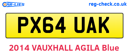 PX64UAK are the vehicle registration plates.