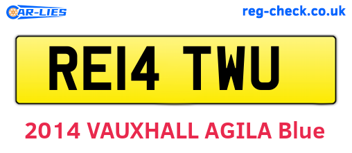 RE14TWU are the vehicle registration plates.