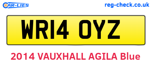WR14OYZ are the vehicle registration plates.