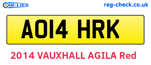 AO14HRK are the vehicle registration plates.
