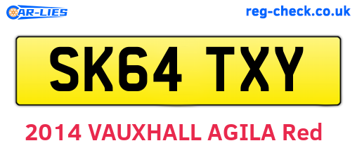 SK64TXY are the vehicle registration plates.