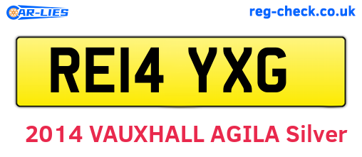 RE14YXG are the vehicle registration plates.