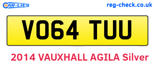 VO64TUU are the vehicle registration plates.