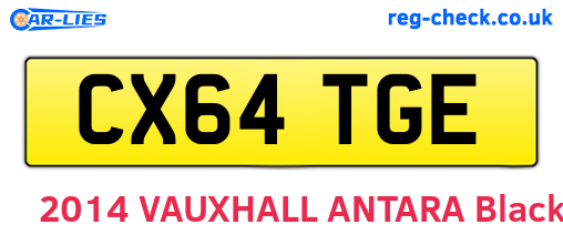 CX64TGE are the vehicle registration plates.