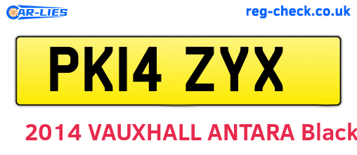PK14ZYX are the vehicle registration plates.