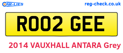 RO02GEE are the vehicle registration plates.