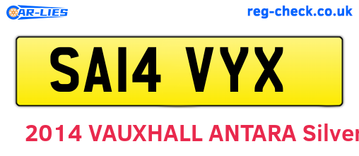 SA14VYX are the vehicle registration plates.