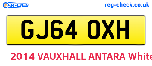 GJ64OXH are the vehicle registration plates.