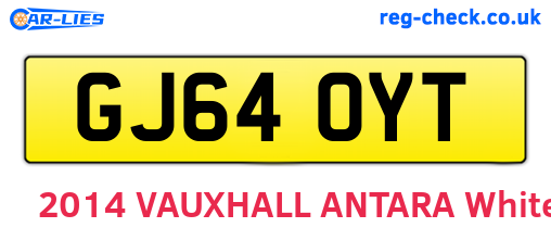 GJ64OYT are the vehicle registration plates.