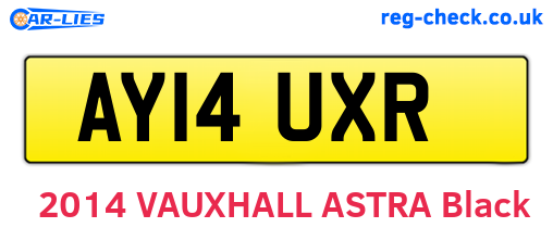 AY14UXR are the vehicle registration plates.