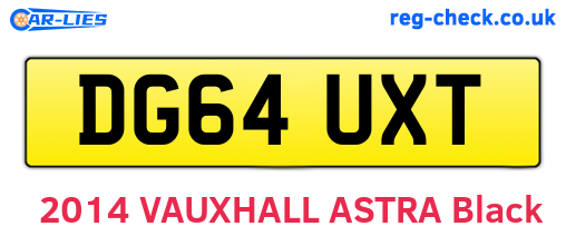 DG64UXT are the vehicle registration plates.