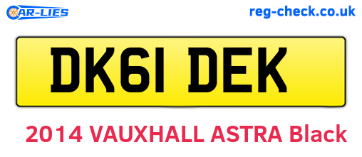 DK61DEK are the vehicle registration plates.