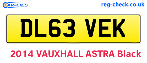DL63VEK are the vehicle registration plates.