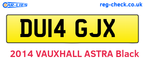 DU14GJX are the vehicle registration plates.