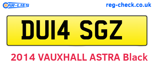 DU14SGZ are the vehicle registration plates.
