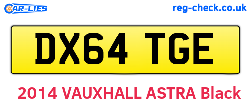 DX64TGE are the vehicle registration plates.