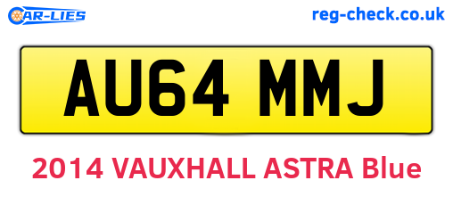 AU64MMJ are the vehicle registration plates.