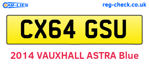 CX64GSU are the vehicle registration plates.