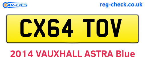 CX64TOV are the vehicle registration plates.