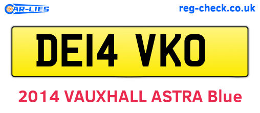 DE14VKO are the vehicle registration plates.