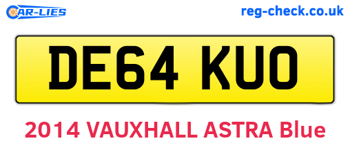 DE64KUO are the vehicle registration plates.