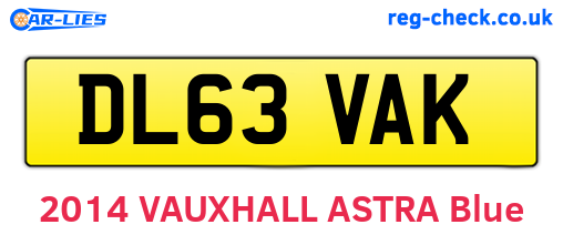 DL63VAK are the vehicle registration plates.